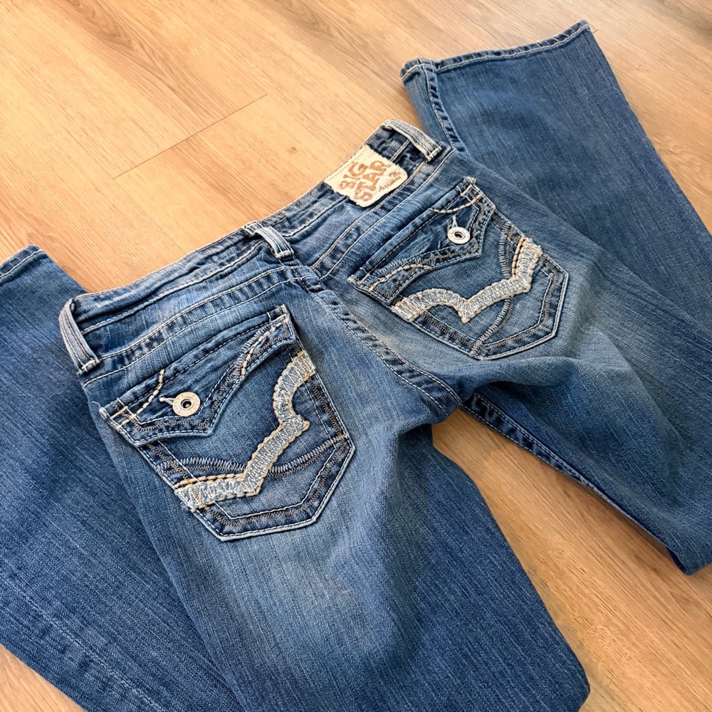 1206 Big Star sweet ultra low rise flare jeans 26R (28x30.5) western rodeo - Picture 11 of 13